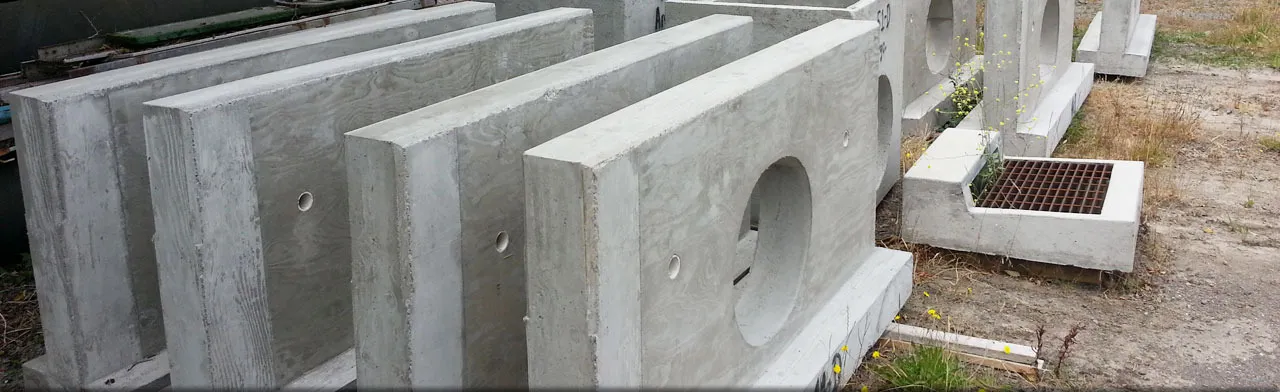 Precast concrete drainage inlets in the G.R. Sundberg yard